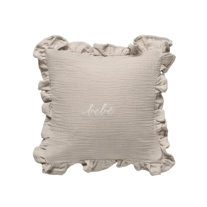 Domani Home Gauze Bebe Ruffle Accent Pillow | Taupe | Domani Bebe