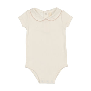 Baby Girl Onesie | Edged Collar | Winter White/Blush | Lil Legs | SS25