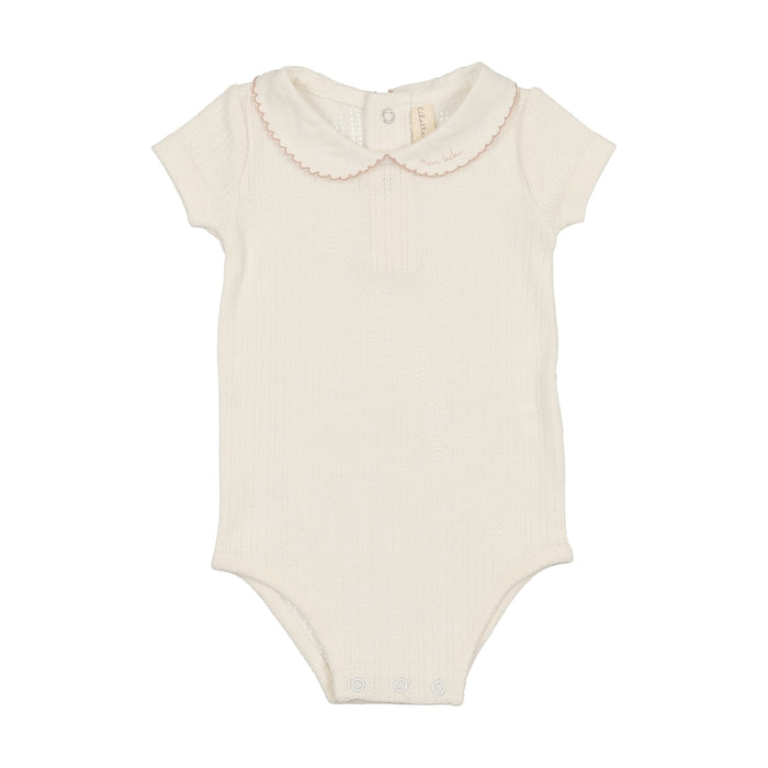 Baby Girl Onesie | Edged Collar | Winter White/Blush | Lil Legs | SS25