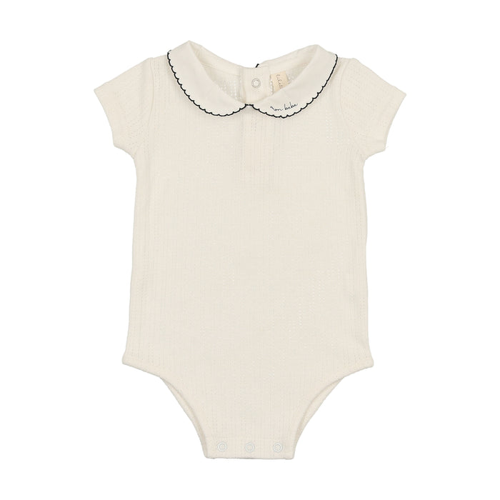 Baby Boy Onesie | Edged Collar | Winter White/Navy | Lil Legs | SS25