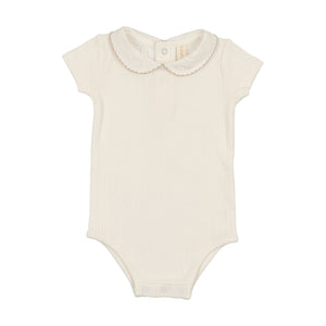 Baby Boy Onesie | Edged Collar | Winter White/Oat | Lil Legs | SS25