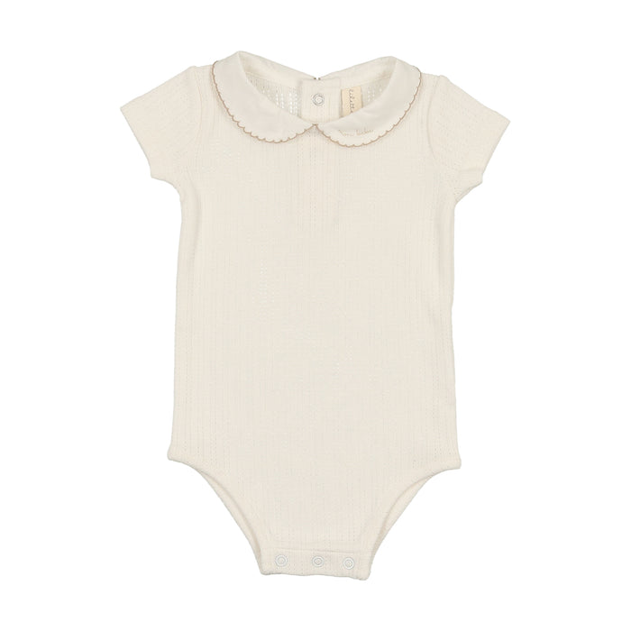 Baby Boy Onesie | Edged Collar | Winter White/Oat | Lil Legs | SS25