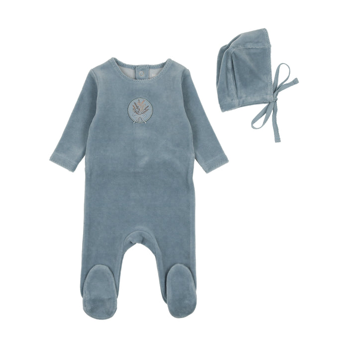 Baby Boy Layette Set | Embroidered Center Embossed  | Blue Fog | Bee and Dee