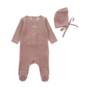 Baby Girl Layette Set | Embroidered Center Embossed  | Hushed Violet | Bee and Dee