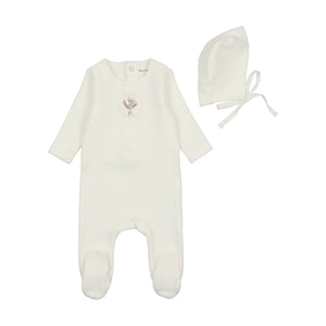 Baby Girl Layette Set | Embroidered Center Embossed  | White Girls | Bee and Dee