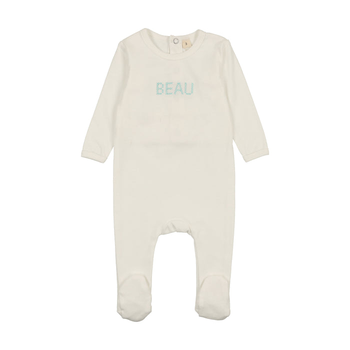 Baby Boy Layette Set | Stitched Beau | White/ Blue | Bonjoy Baby | SS25