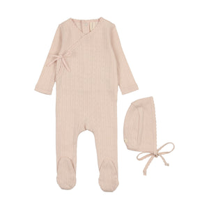 Baby Girl Footie + Hat | Fine Pointelle | Shell Pink | Lil Legs | SS25