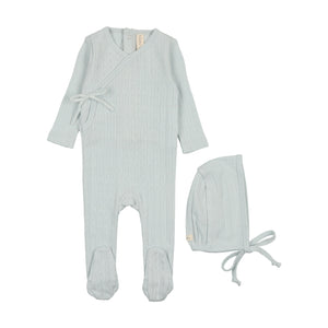 Baby Boy Footie + Hat | Fine Pointelle | Sky Blue | Lil Legs | SS25