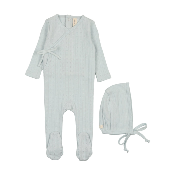 Baby Boy Footie + Hat | Fine Pointelle | Sky Blue | Lil Legs | SS25