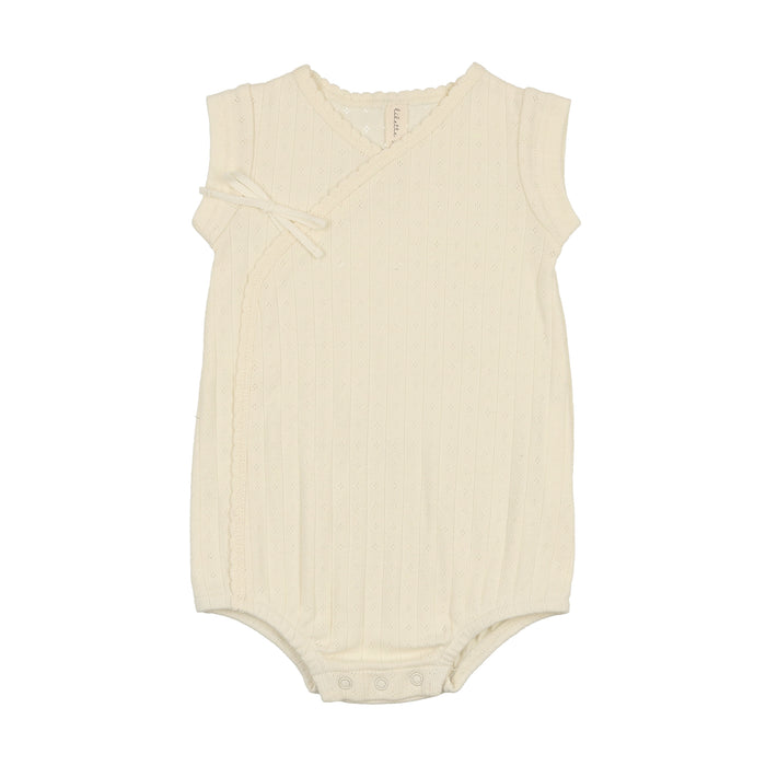 Baby Neutral Romper | Fine Pointelle | Cream | Lil Legs | SS25