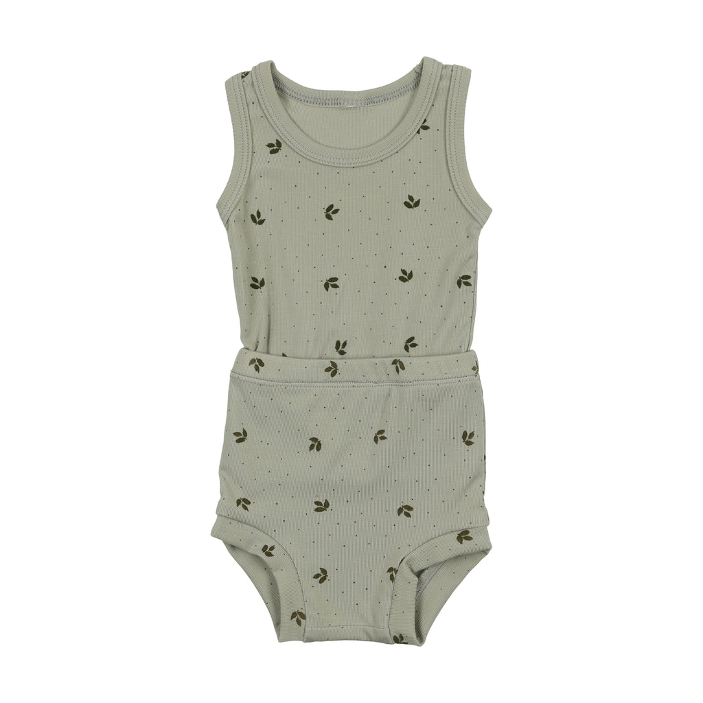 Baby Boy Romper | Scattered Leaf Print | Bonjoy Baby | SS25