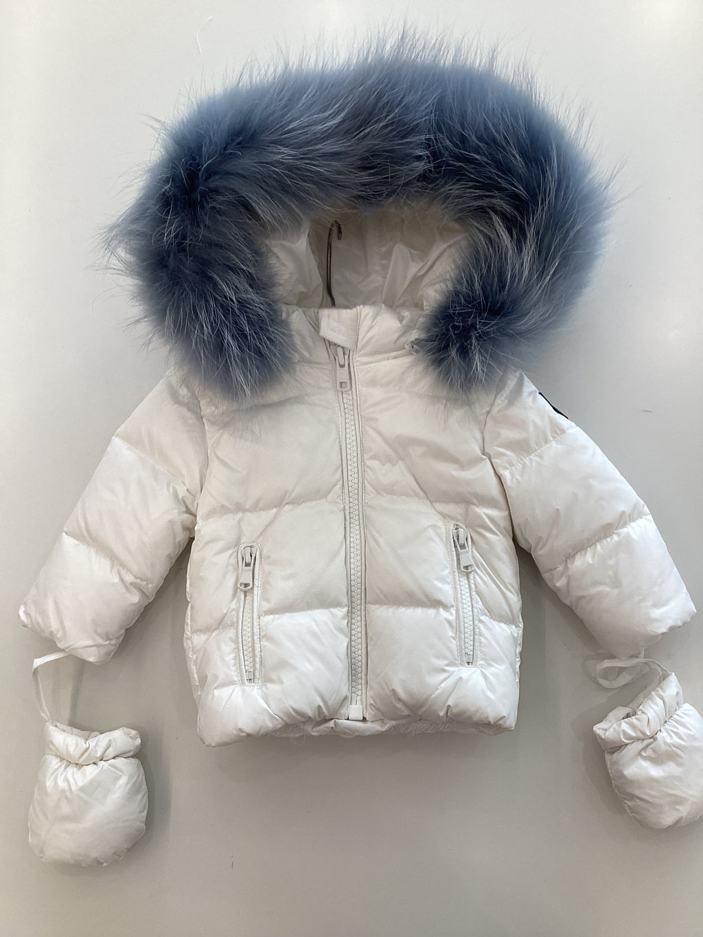 Baby Girl Jacket & Sweater | Classic Puffer | White & Pink Fur | Scotch Bonnet | AW23 12-18 Months