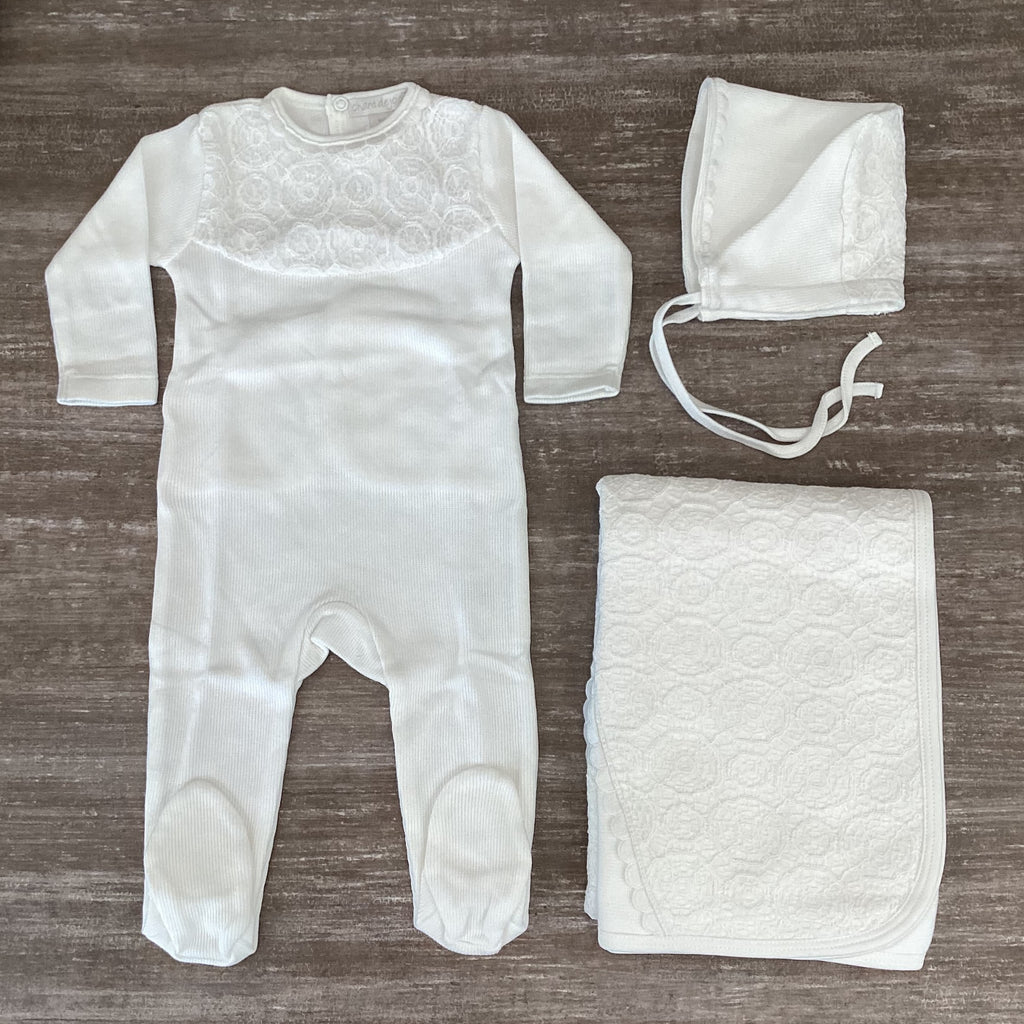 Baby Neutral Layette set | Ivory Lace | English Knit | Chant De Joie