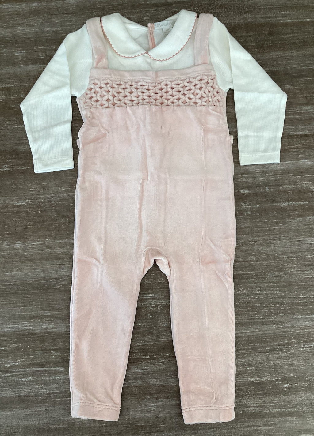 Baby Girl Long Romper | Velour Rose Overall | Chant De Joie