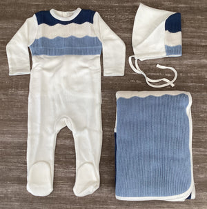 Baby Boy Layette Set | English Knit | Multi Blue | Chant De Joie