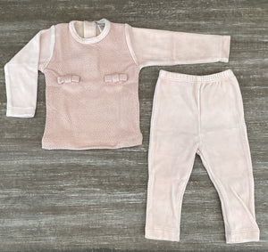 Baby Girl 2 Piece Outfit | Knit Bow | Velour Rose | Chant De Joie