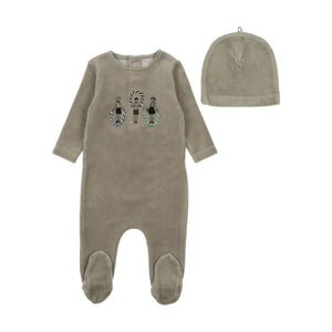 Baby Boy Footie + Hat | Jumprope Velour Collection | Sage | Bee and Dee