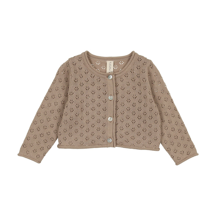 Baby Boy Cardigan | Knit Pointelle | Taupe | Lil Legs | SS25