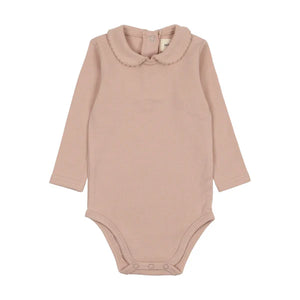 Baby Girl 2 Piece Outfit | Suspender Overalls + Collar Onesie  | Dusty Pink | Mema