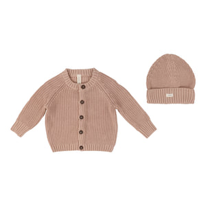 Baby Girl Cardigan + Beanie | Chunky Knit | Peach | Lil Legs | SS25