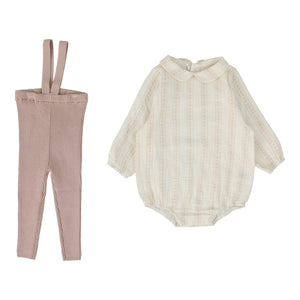 Baby Girl Suspender Set | Ivy Stripe | Cream/Pink | Lil Legs | SS25