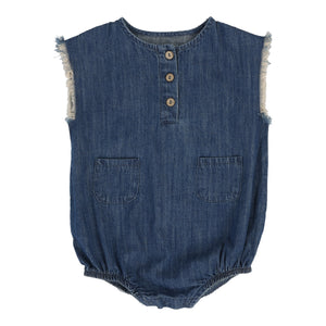 Baby Boy Romper | Fringe | Dark Wash | Lil Legs | SS25