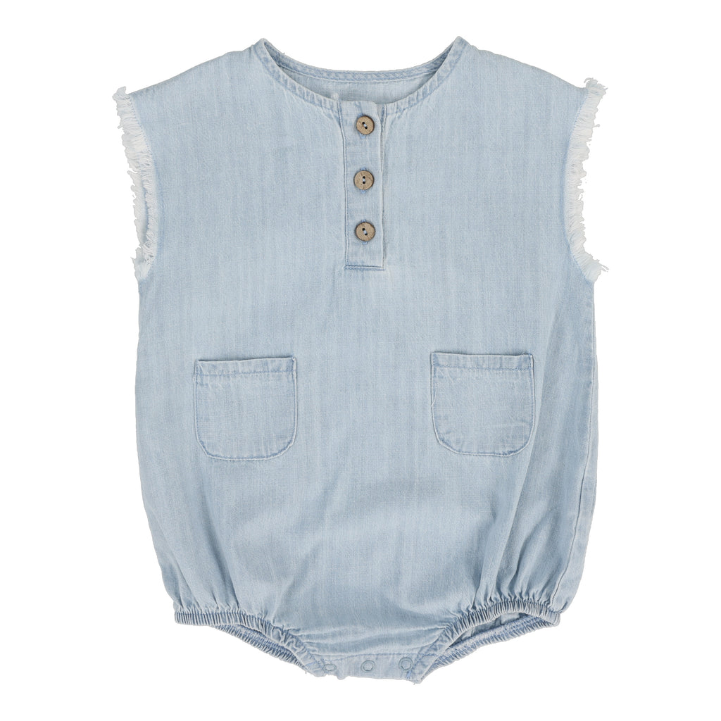 Baby Boy Romper | Fringe | Light Wash | Lil Legs | SS25