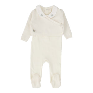 Baby Neutral Footie + Sweater | Knit Wrap | Cream | Lil Legs | SS25