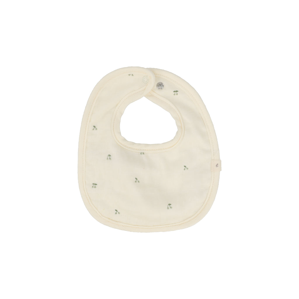 Baby Boy Muslin/Terry Bib | Scattered Cherry | Ivory/Mint | Lil Legs | SS25