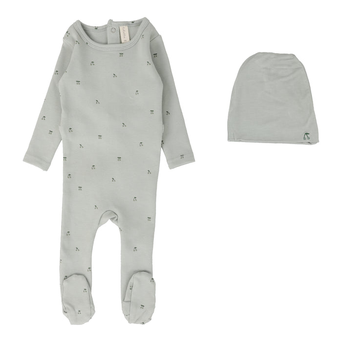 Baby Boy Footie + Hat | Scattered Cherry | Mint Base | Lil Legs | SS25