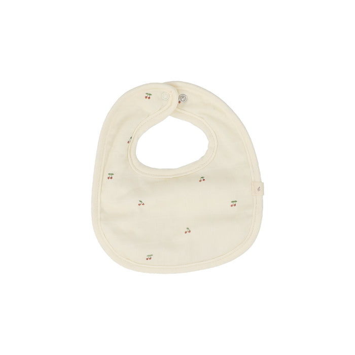 Baby Girl Muslin/Terry Bib | Scattered Cherry | Ivory/Red | Lil Legs | SS25