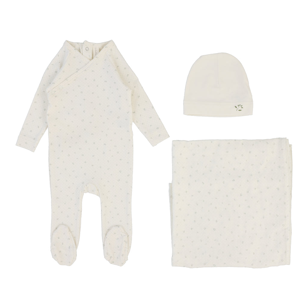 Baby Neutral Layette Set | Printed Wrapover | Cream | Lil Legs | SS25