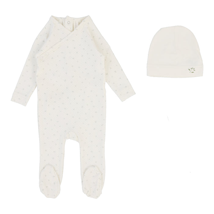 Baby Neutral Footie + Hat | Printed Wrapover | Cream | Lil Legs | SS25