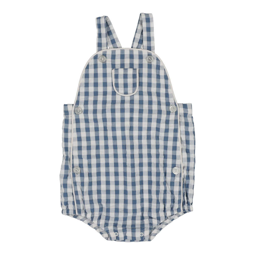 Baby Boy Suspender Romper | Gingham | Bright Blue | Lil Legs | SS25