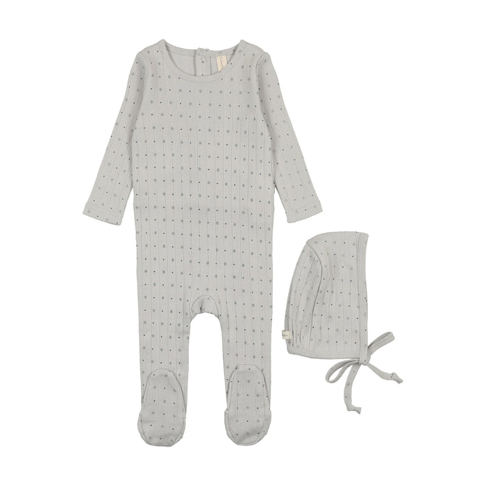 Baby Boy Footie + Hat | Linear Printed | Light Blue | Lil Legs | SS25