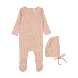 Baby Girl Footie + Hat | Linear Printed | Shell Pink | Lil Legs | SS25