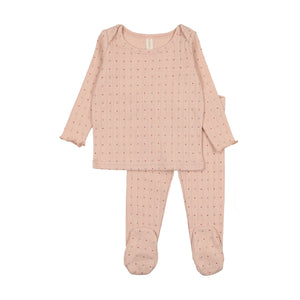 Baby Girl Outfit | Linear Printed | Shell Pink | Lil Legs | SS25