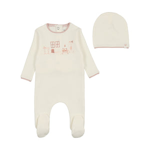 Baby Girl Footie + Hat | My Little Nursery | Ivory Girls | Bee and Dee