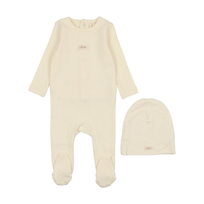 Baby Neutral Footie + Hat | Pointelle Bebe | Milk | Lil Legs | SS25