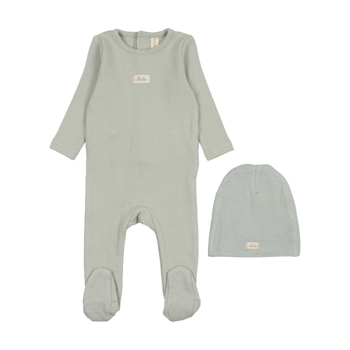 Baby Boy Footie + Hat | Pointelle Bebe | Seafoam | Lil Legs | SS25