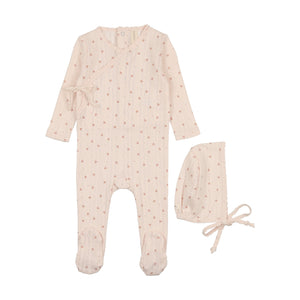 Baby Girl Footie + Hat | Printed Pointelle Wrap | Shell Pink | Lil Legs | SS25