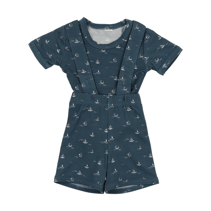 Baby Boy Short Set | Navy Sailboats | Bonjoy Baby | SS25