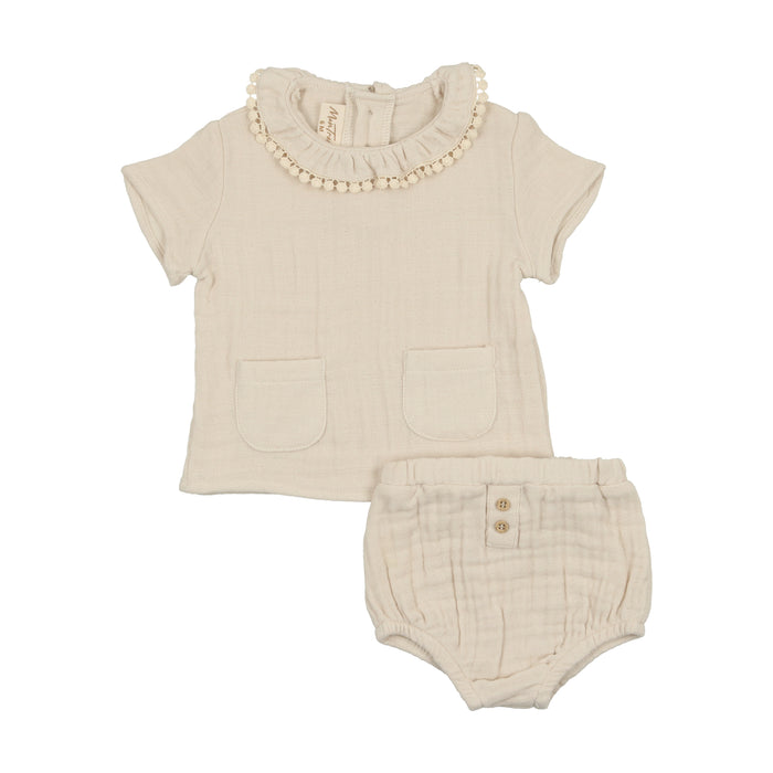 Baby Girl Short Set | Ruffled Delight | Taupe | Mon Tresor | SS25