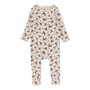 Baby Girl Footie + Hat | Floral Cluster | Vanilla/Mauve | Lil Legs