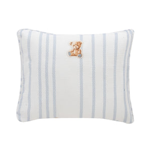 Baby Pillow | Stripe Teddy Filled Throw | Blue | Kipp Baby | SS25