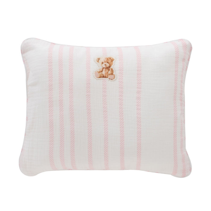 Baby Pillow | Stripe Teddy Filled Throw | Pink | Kipp Baby | SS25