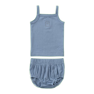 Baby Boy Tank Set | Embroidered Rib | Blue | Kipp Baby | SS25