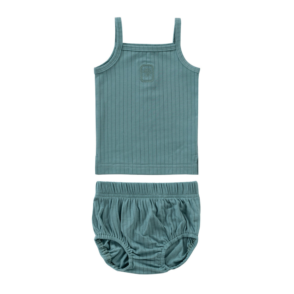 Baby Boy Tank Set | Embroidered Rib | Green | Kipp Baby | SS25