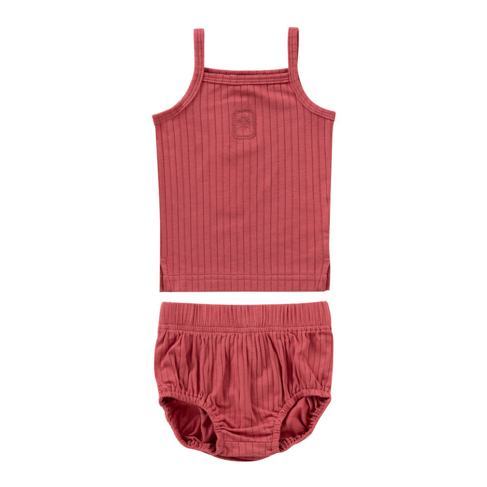 Baby Girl Tank Set | Embroidered Rib | Pink | Kipp Baby | SS25