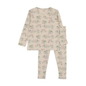 Baby Girl Lounge Set | Toile Collection | Misty Rose | Bee and Dee